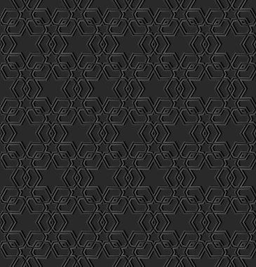 3D karanlık kağıt sanat İslam geometri çapraz desen sorunsuz arka plan, vektör şık dekorasyon desen arka plan web banner tebrik kartı tasarımı için