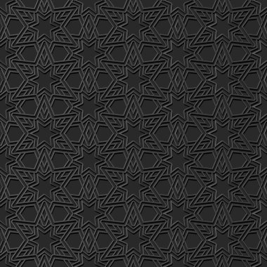 3D karanlık kağıt sanat İslam geometri çapraz desen sorunsuz arka plan, vektör şık dekorasyon desen arka plan web banner tebrik kartı tasarımı için