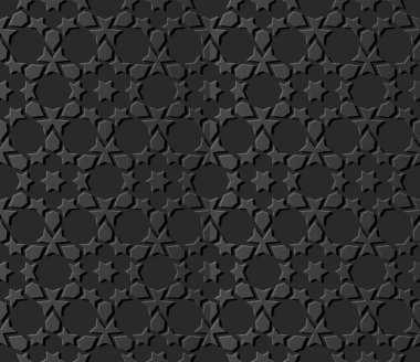 3D karanlık kağıt sanat İslam geometri çapraz desen sorunsuz arka plan, vektör şık dekorasyon desen arka plan web banner tebrik kartı tasarımı için