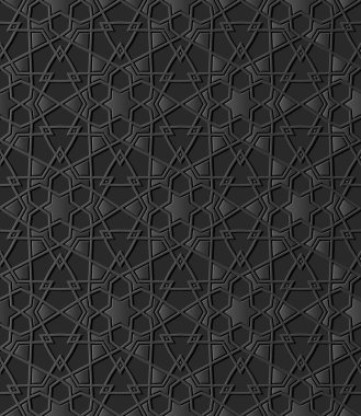 3D karanlık kağıt sanat İslam geometri çapraz desen sorunsuz arka plan, vektör şık dekorasyon desen arka plan web banner tebrik kartı tasarımı için