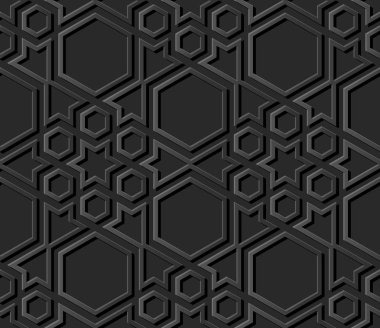 3D karanlık kağıt sanat İslam geometri çapraz desen sorunsuz arka plan, vektör şık dekorasyon desen arka plan web banner tebrik kartı tasarımı için