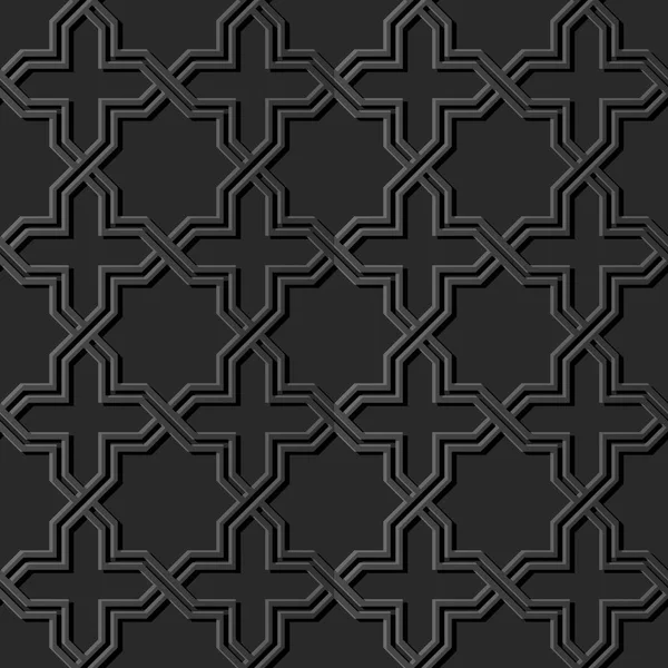 Dark Paper Art Géométrie Islamique Motif Croisé Fond Sans Couture — Image vectorielle