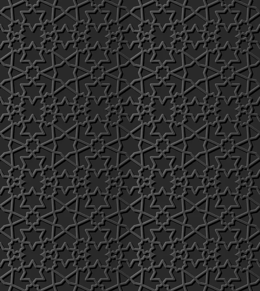 Dark Paper Art Géométrie Islamique Motif Croisé Fond Sans Couture — Image vectorielle