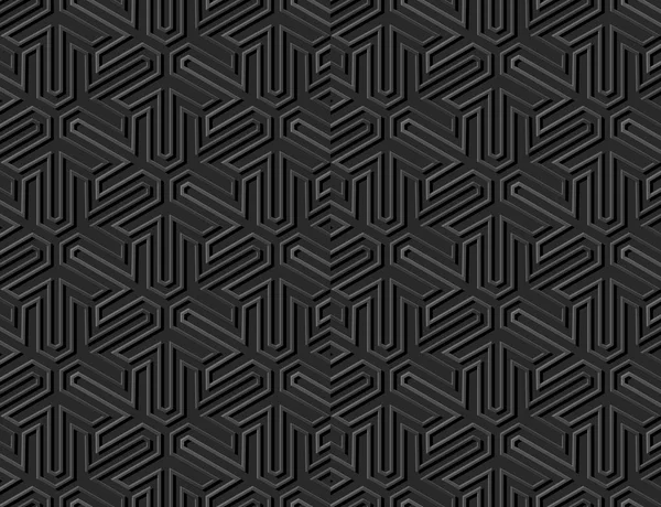 Arte Papel Oscuro Geometría Islámica Cruz Patrón Fondo Sin Costuras — Vector de stock