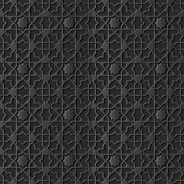 Arte Papel Oscuro Geometría Islámica Cruz Patrón Fondo Sin Costuras — Archivo Imágenes Vectoriales