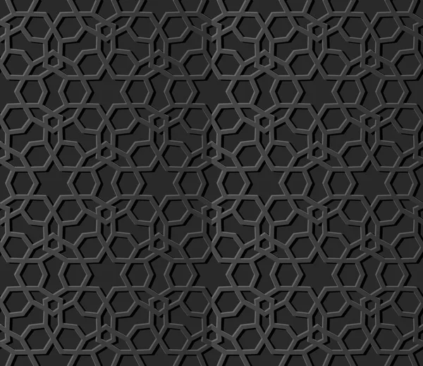 Arte Papel Oscuro Geometría Islámica Cruz Patrón Fondo Sin Costuras — Archivo Imágenes Vectoriales