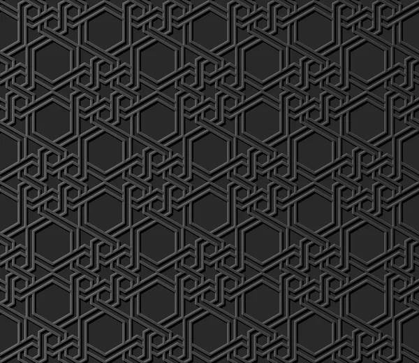 濃い紙アート イスラムの幾何学クロス パターン シームレスな背景 Web バナー グリーティング カード デザインのスタイリッシュな装飾パターンのベクトルの背景 — ストックベクタ