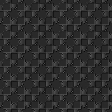 3D karanlık kağıt sanat İslam geometri çapraz desen sorunsuz arka plan, vektör şık dekorasyon desen arka plan web banner tebrik kartı tasarımı için