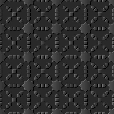 3D karanlık kağıt sanat İslam geometri çapraz desen sorunsuz arka plan, vektör şık dekorasyon desen arka plan web banner tebrik kartı tasarımı için