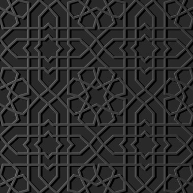 3D karanlık kağıt sanat İslam geometri çapraz desen sorunsuz arka plan, vektör şık dekorasyon desen arka plan web banner tebrik kartı tasarımı için