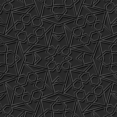 3D karanlık kağıt sanat İslam geometri çapraz desen sorunsuz arka plan, vektör şık dekorasyon desen arka plan web banner tebrik kartı tasarımı için