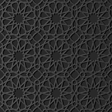 3D karanlık kağıt sanat İslam geometri çapraz desen sorunsuz arka plan, vektör şık dekorasyon desen arka plan web banner tebrik kartı tasarımı için