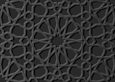 3D karanlık kağıt sanat İslam geometri çapraz desen sorunsuz arka plan, vektör şık dekorasyon desen arka plan web banner tebrik kartı tasarımı için