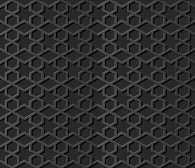 3D karanlık kağıt sanat İslam geometri çapraz desen sorunsuz arka plan, vektör şık dekorasyon desen arka plan web banner tebrik kartı tasarımı için