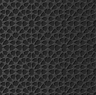 3D karanlık kağıt sanat İslam geometri çapraz desen sorunsuz arka plan, vektör şık dekorasyon desen arka plan web banner tebrik kartı tasarımı için