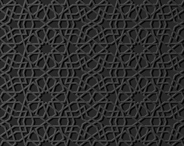 3D karanlık kağıt sanat İslam geometri çapraz desen sorunsuz arka plan, vektör şık dekorasyon desen arka plan web banner tebrik kartı tasarımı için