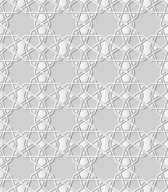 3D beyaz kağıt sanat İslam geometri çapraz desen sorunsuz arka plan, vektör şık dekorasyon desen arka plan web banner tebrik kartı tasarımı için