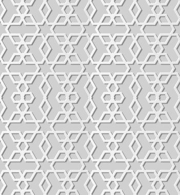 3D beyaz kağıt sanat İslam geometri çapraz desen sorunsuz arka plan, vektör şık dekorasyon desen arka plan web banner tebrik kartı tasarımı için