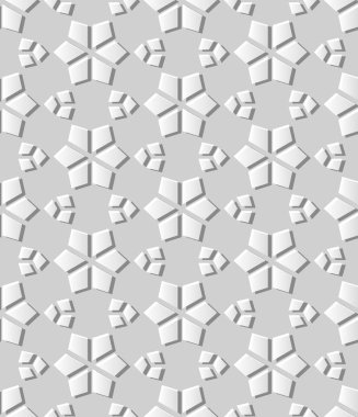 3D beyaz kağıt sanat İslam geometri çapraz desen sorunsuz arka plan, vektör şık dekorasyon desen arka plan web banner tebrik kartı tasarımı için