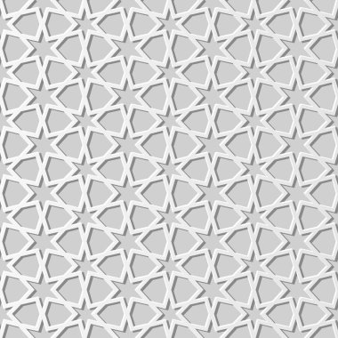 3D beyaz kağıt sanat İslam geometri çapraz desen sorunsuz arka plan, vektör şık dekorasyon desen arka plan web banner tebrik kartı tasarımı için