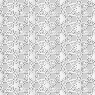 3D beyaz kağıt sanat İslam geometri çapraz desen sorunsuz arka plan, vektör şık dekorasyon desen arka plan web banner tebrik kartı tasarımı için