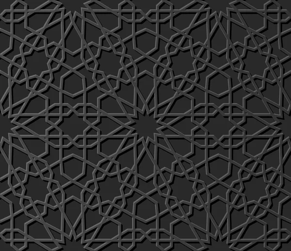 Carta Scura Arte Islamica Geometria Croce Modello Senza Soluzione Continuità — Vettoriale Stock