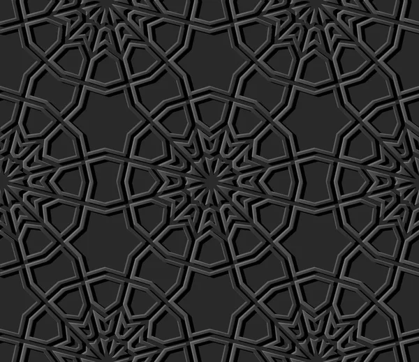 Sötét Papír Művészet Iszlám Geometria Kereszt Minta Varratmentes Háttérben Vektor — Stock Vector