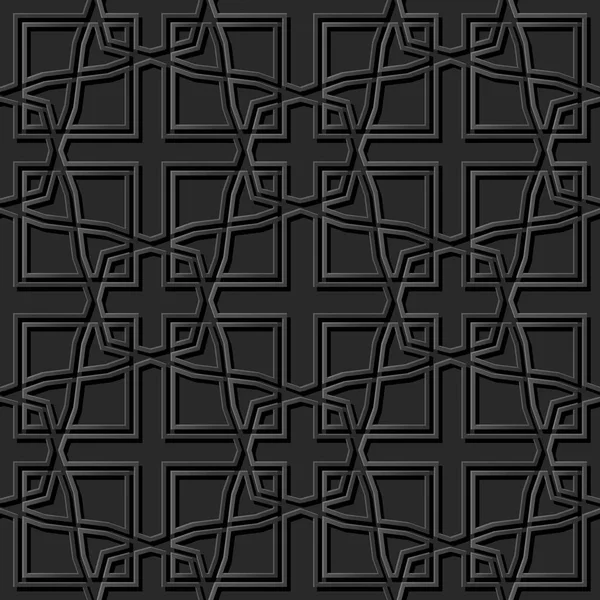 Arte Papel Oscuro Geometría Islámica Cruz Patrón Fondo Sin Costuras — Archivo Imágenes Vectoriales