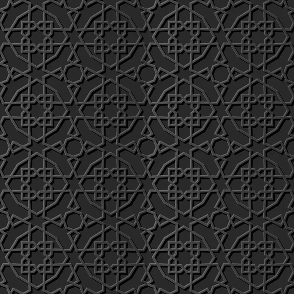 Sötét Papír Művészet Iszlám Geometria Kereszt Minta Varratmentes Háttérben Vektor — Stock Vector