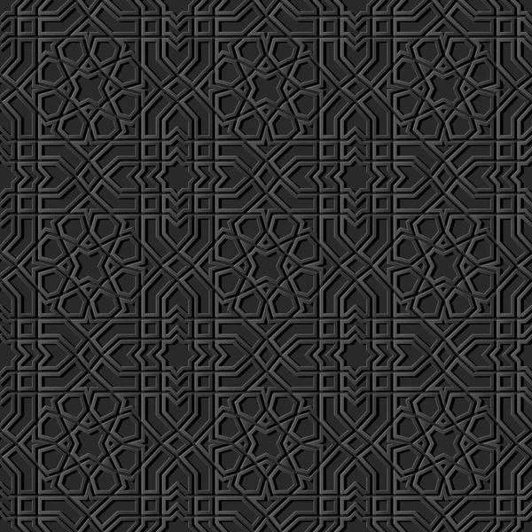 Arte Papel Oscuro Geometría Islámica Cruz Patrón Fondo Sin Costuras — Archivo Imágenes Vectoriales