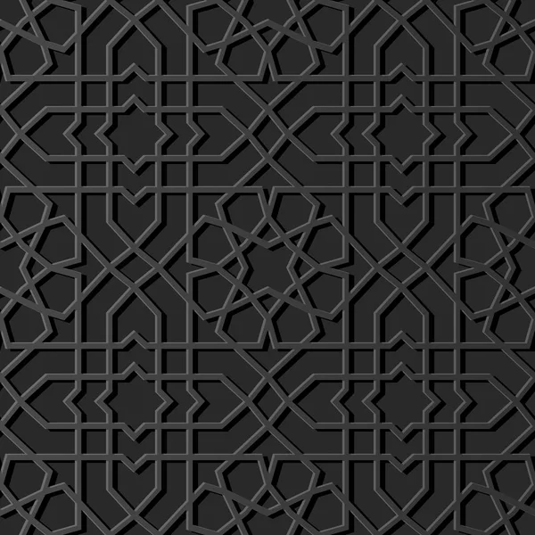 Arte Papel Oscuro Geometría Islámica Cruz Patrón Fondo Sin Costuras — Vector de stock