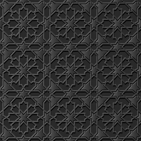 Geometrie Islámské Umění Tmavý Papírový Kříž Vzor Bezešvé Pozadí Vektorové — Stockový vektor