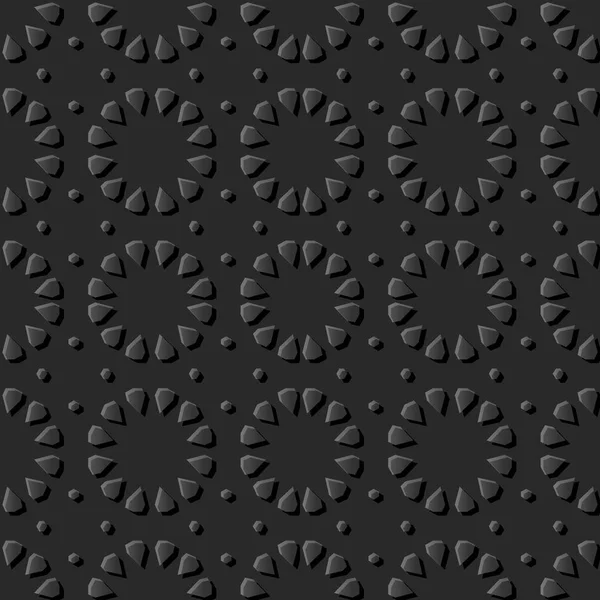 Dark Paper Art Islamic Geometry Cross Pattern Seamless Background Vector — Stock Vector