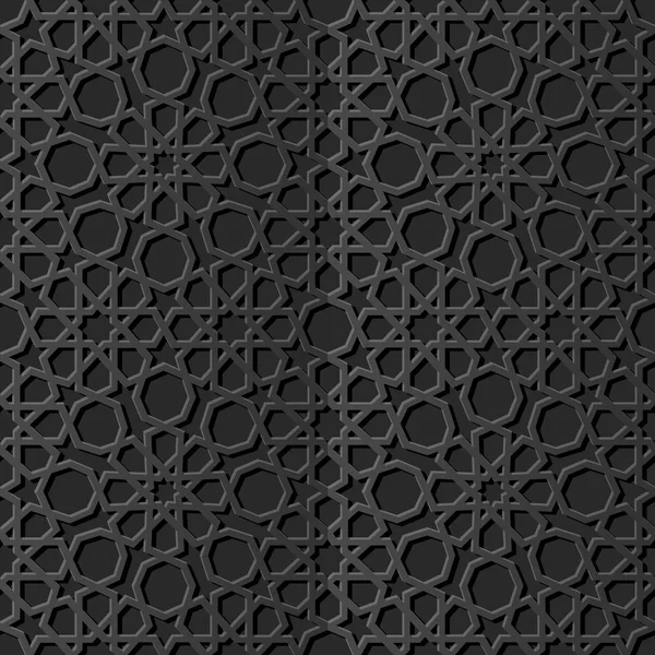 Dunkle Papierkunst Islamische Geometrie Kreuz Muster Nahtlosen Hintergrund Vektor Stilvolle — Stockvektor