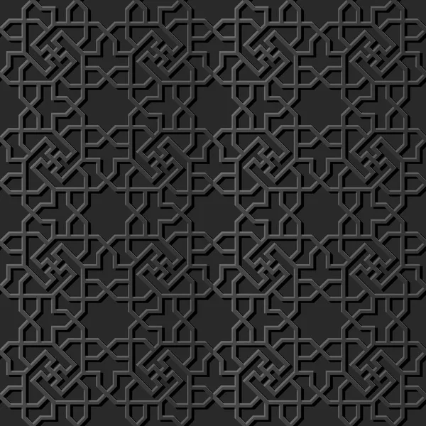 Dark Paper Art Géométrie Islamique Motif Croisé Fond Sans Couture — Image vectorielle