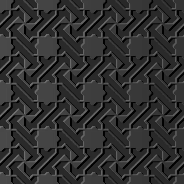 Geometrie Islámské Umění Tmavý Papírový Kříž Vzor Bezešvé Pozadí Vektorové — Stockový vektor