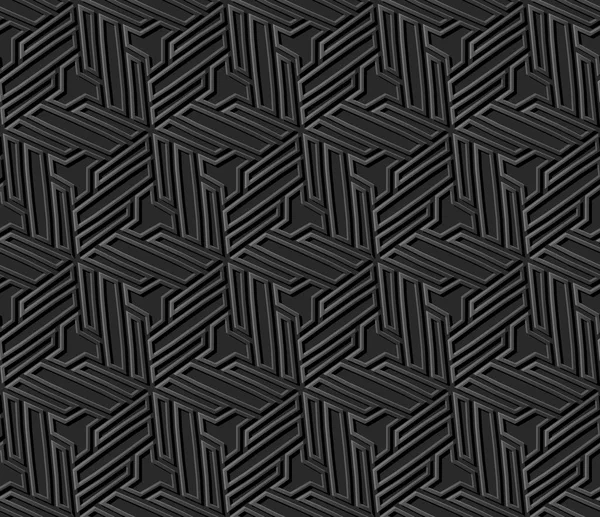 Dark Paper Art Géométrie Islamique Motif Croisé Fond Sans Couture — Image vectorielle