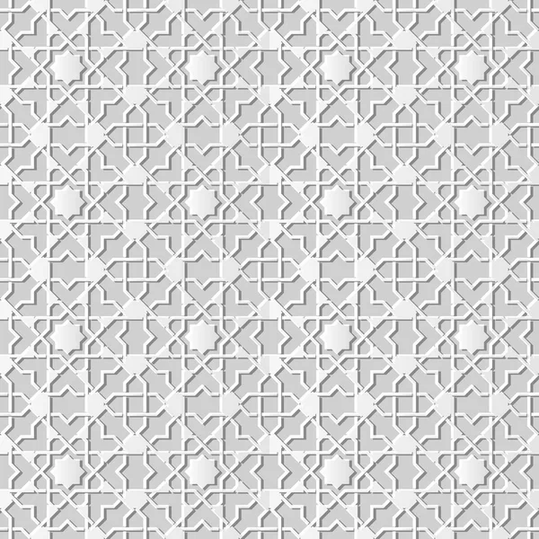 ホワイト ペーパー アート イスラムの幾何学クロス パターン シームレスな背景 Web バナー グリーティング カード — ストックベクタ