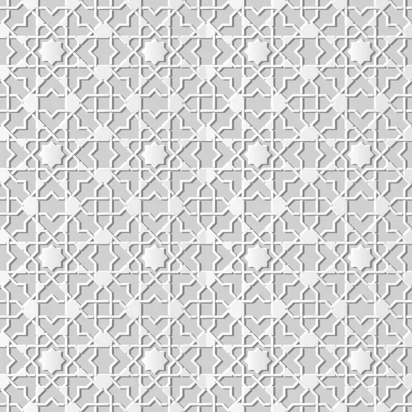 Papel Branco Arte Geometria Islâmica Cruz Padrão Sem Costura Fundo — Vetor de Stock