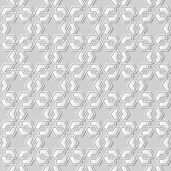 White Paper Art Géométrie Islamique Motif Croisé Fond Sans Couture — Image vectorielle