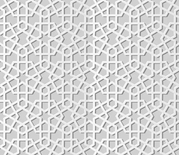 White Paper Art Géométrie Islamique Motif Croisé Fond Sans Couture — Image vectorielle