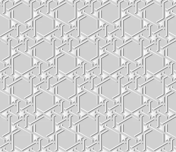 Papel Blanco Arte Geometría Islámica Cruz Patrón Fondo Sin Costuras — Archivo Imágenes Vectoriales