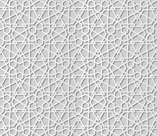 Papel Blanco Arte Geometría Islámica Cruz Patrón Fondo Sin Costuras — Vector de stock