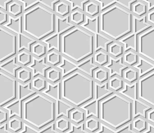 Papel Branco Arte Geometria Islâmica Cruz Padrão Sem Costura Fundo — Vetor de Stock