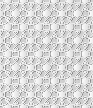 3D beyaz kağıt sanat İslam geometri çapraz desen sorunsuz arka plan, vektör şık dekorasyon desen arka plan web banner tebrik kartı tasarımı için