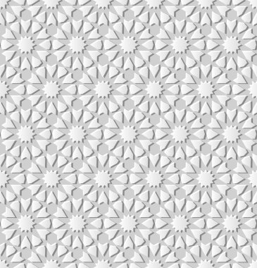 3D beyaz kağıt sanat İslam geometri çapraz desen sorunsuz arka plan, vektör şık dekorasyon desen arka plan web banner tebrik kartı tasarımı için