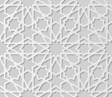 3D beyaz kağıt sanat İslam geometri çapraz desen sorunsuz arka plan, vektör şık dekorasyon desen arka plan web banner tebrik kartı tasarımı için