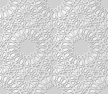 3D beyaz kağıt sanat İslam geometri çapraz desen sorunsuz arka plan, vektör şık dekorasyon desen arka plan web banner tebrik kartı tasarımı için