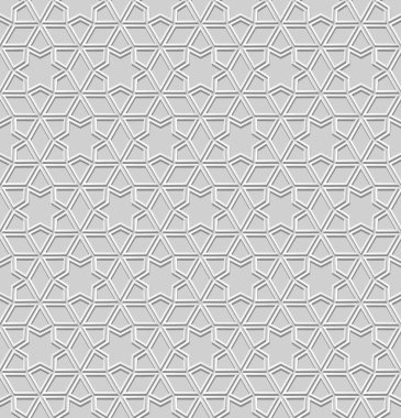 3D beyaz kağıt sanat İslam geometri çapraz desen sorunsuz arka plan, vektör şık dekorasyon desen arka plan web banner tebrik kartı tasarımı için