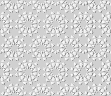 3D beyaz kağıt sanat İslam geometri çapraz desen sorunsuz arka plan, vektör şık dekorasyon desen arka plan web banner tebrik kartı tasarımı için